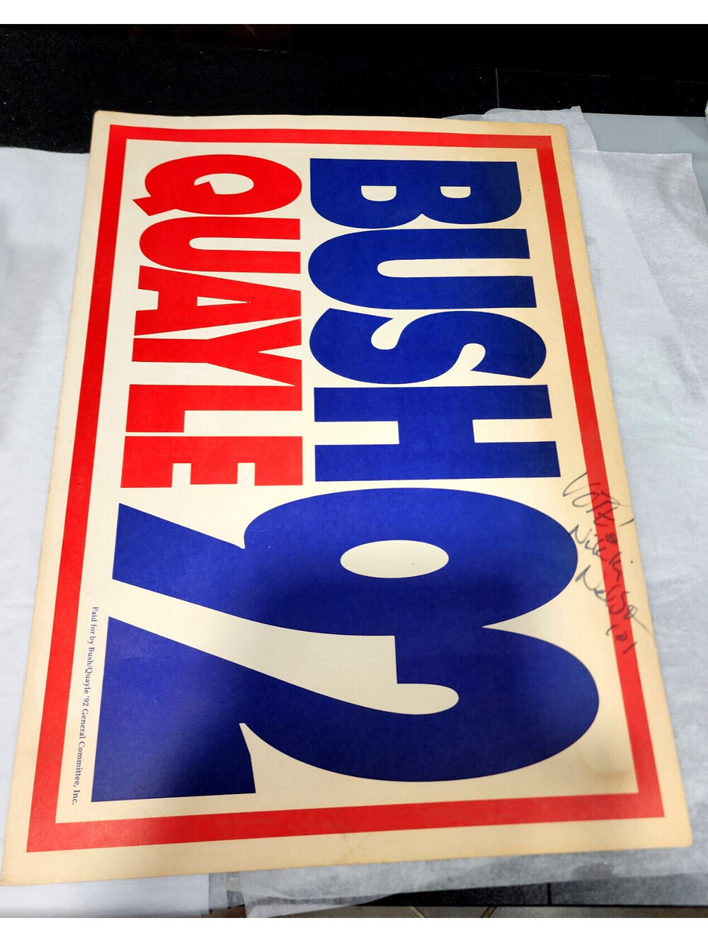 Pair Vintage 1992 Bush Quayle Presidential Campaign Signs Double Sided Lot of 2